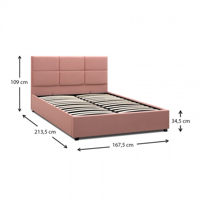 Κρεβάτι Kingston Megapap βελούδινο με αποθηκευτικό χώρο χρώμα melon pink 160x200εκ.