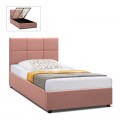 Κρεβάτι Kingston Megapap βελούδινο με αποθηκευτικό χώρο χρώμα melon pink 120x200εκ.