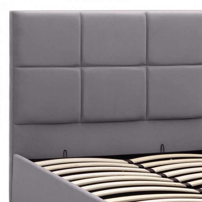 Κρεβάτι Kingston Megapap βελούδινο με αποθηκευτικό χώρο χρώμα γκρι 120x200εκ.