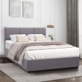 Κρεβάτι Kingston Megapap βελούδινο με αποθηκευτικό χώρο χρώμα γκρι 150x200εκ.