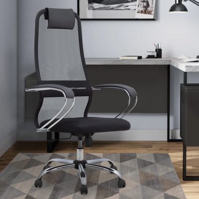 Καρέκλα γραφείου Lord Megapap με ύφασμα Mesh χρώμα μαύρο 66,5x70x123/133εκ.