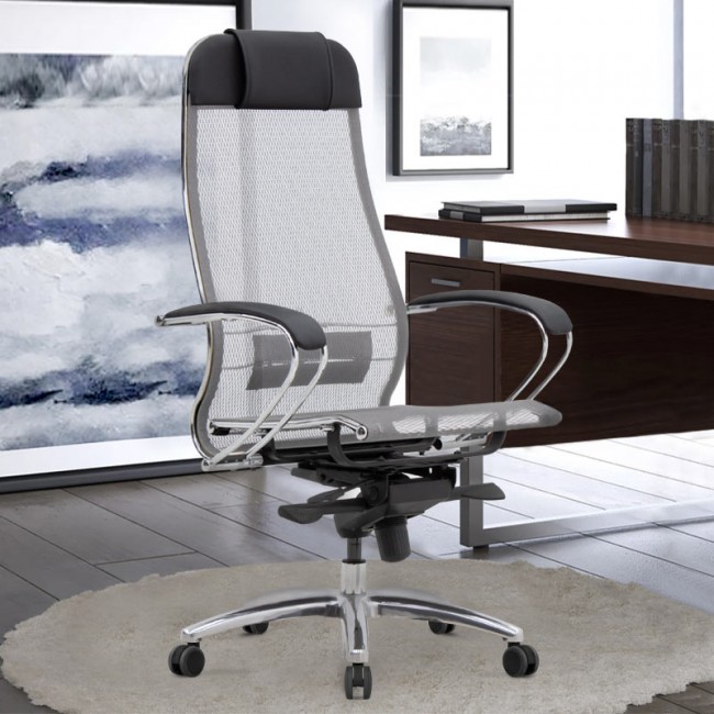 Καρέκλα γραφείου εργονομική Samurai-2 Megapap με ύφασμα Mesh σε γκρι - μαύρο 70x70x124/134εκ.