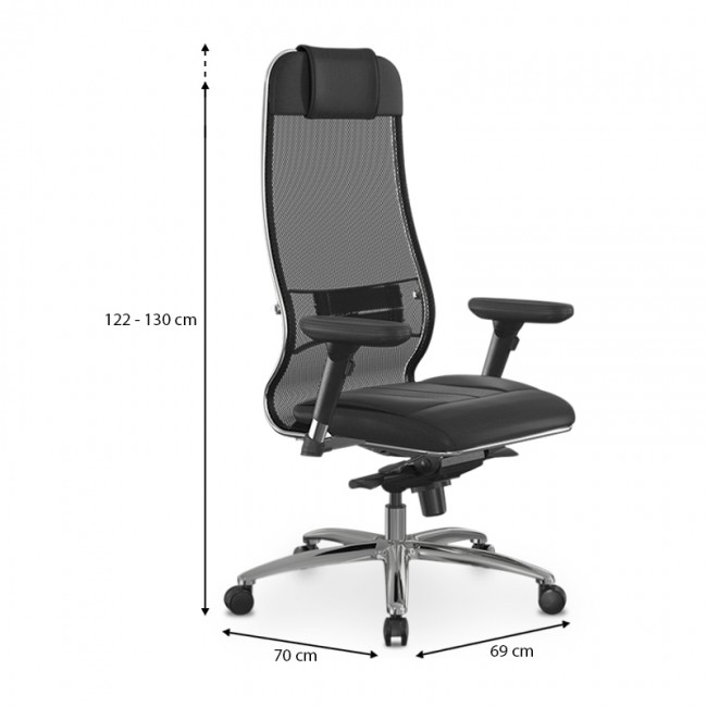 Καρέκλα γραφείου Samurai L1-2D Megapap εργονομική με ύφασμα TS Mesh και τεχνόδερμα χρώμα μαύρο 69x70x122/130εκ.
