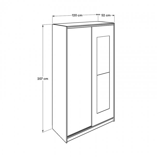 Ντουλάπα ρούχων Slide Megapap συρόμενη με καθρέφτη σε χρώμα sonoma 120x52x207εκ.