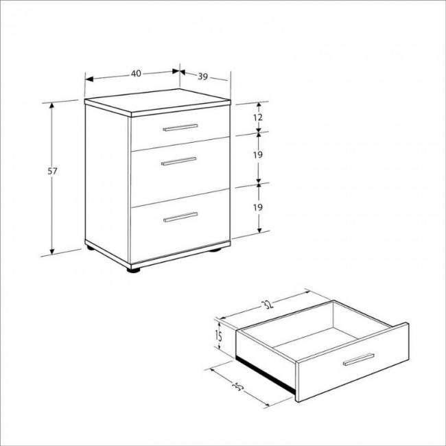 Κομοδίνο - συρταριέρα Trendline Megapap χρώμα καρυδί 40x39x57εκ.