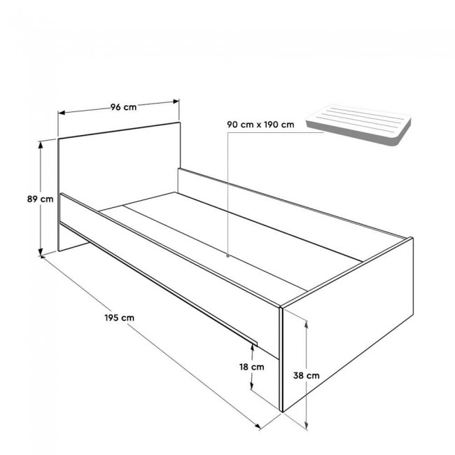 Κρεβάτι Modern Megapap μονό χρώμα sonoma 90x190εκ.