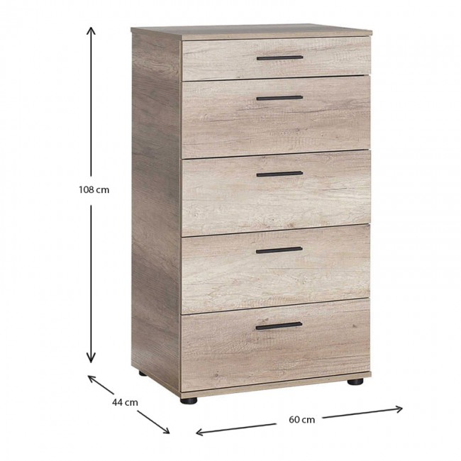 Συρταριέρα Trendline 5 Megapap με σε χρώμα tori 60x44x108εκ.