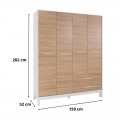 Ντουλάπα ρούχων London Megapap τετράφυλλη χρώμα oak - λευκό 159x52x202εκ.