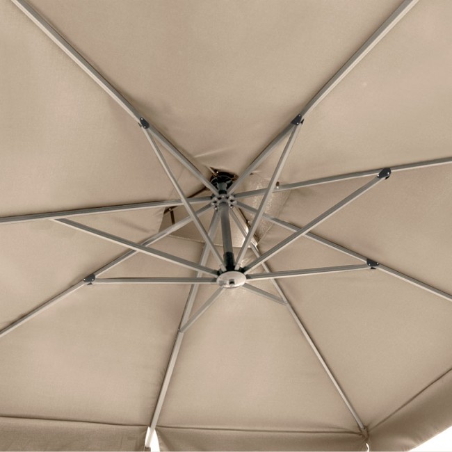 Ομπρέλα κρεμαστή επαγγελματική Pearl Megapap τηλεσκοπική αλουμινίου χρώμα εκρού 3x3m.