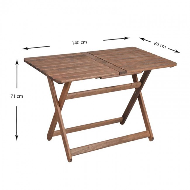Τραπέζι πτυσσόμενο Klara Megapap από ξύλο οξιάς σε χρώμα καρυδί εμποτισμού 140x80x71εκ.