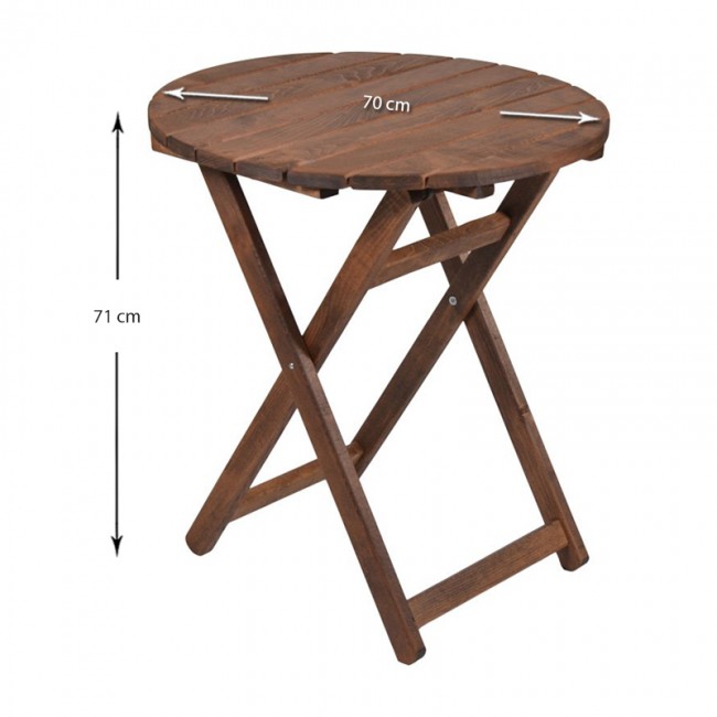 Τραπέζι πτυσσόμενο Klara Megapap από ξύλο οξιάς σε χρώμα καρυδί εμποτισμού Ø70x71εκ.