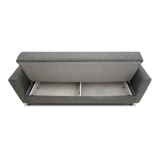 Καναπές - κρεβάτι Jason Megapap τριθέσιος υφασμάτινος με αποθηκευτικό χώρο σε χρώμα γκρι 216x85x91εκ.