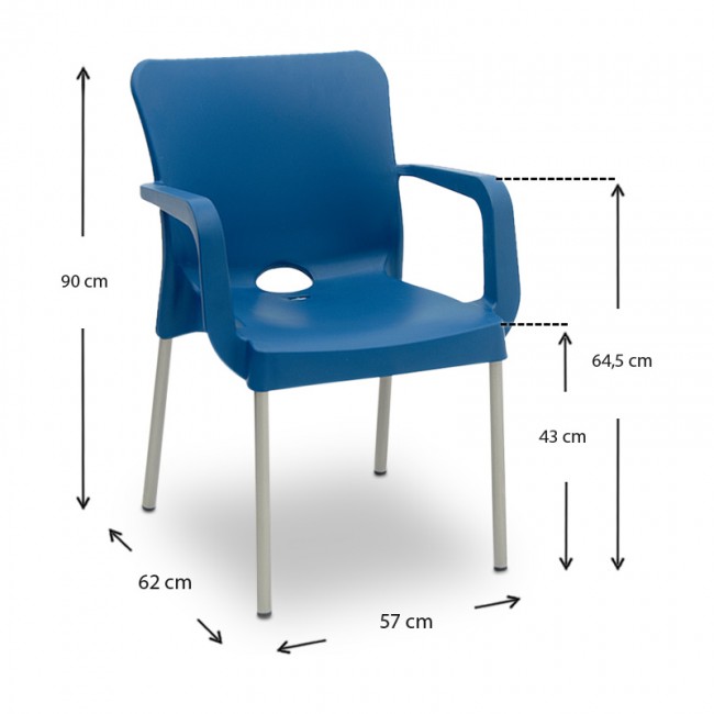 Πολυθρόνα κήπου Terry Megapap από PP χρώμα σκούρο μπλε 55x54x81εκ.