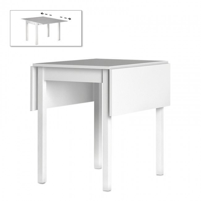 Τραπέζι Katlanir Megapap επεκτεινόμενο μεταλλικό - μελαμίνης χρώμα λευκό 59x78x75 - 117x78x75εκ.