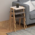 Τραπεζάκια βοηθητικά σετ 3 τμχ Como Megapap χρώμα καφέ - cappuccino - κρεμ 36x32x40εκ.