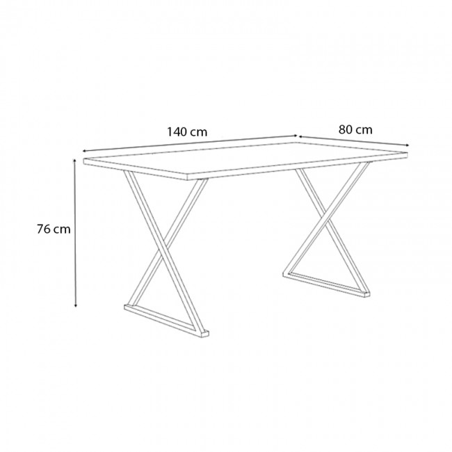 Τραπέζι Bette Megapap μεταλλικό - μελαμίνης χρώμα sonoma - ανθρακί 140x80x76εκ.