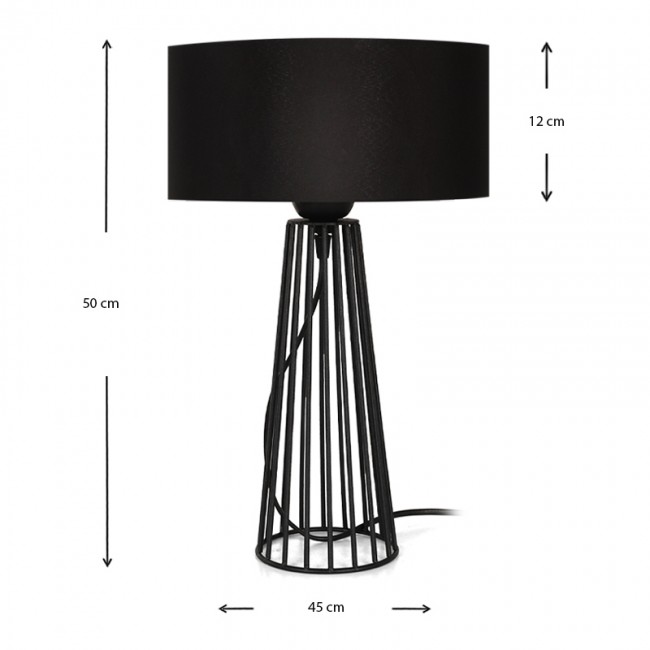 Φωτιστικό επιτραπέζιο Filip Megapap E27 μεταλλικό - υφασμάτινο χρώμα μαύρο 25x25x45εκ.