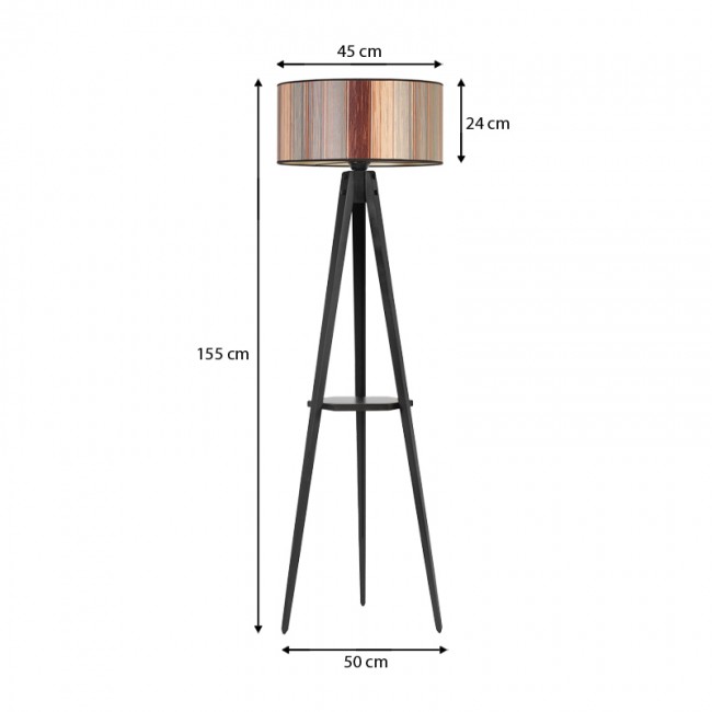 Φωτιστικό δαπέδου Parry Megapap ξύλο/ύφασμα χρώμα μαύρο - καφέ 45x45x155εκ.