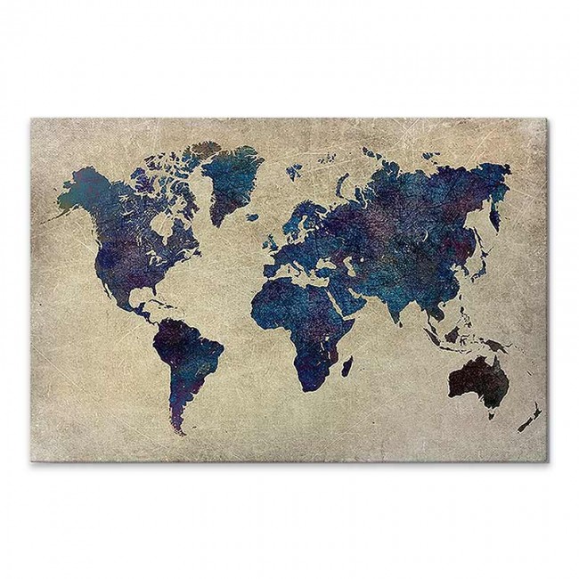 Πίνακας σε καμβά "World Map" Megapap ψηφιακής εκτύπωσης 75x50x3εκ.