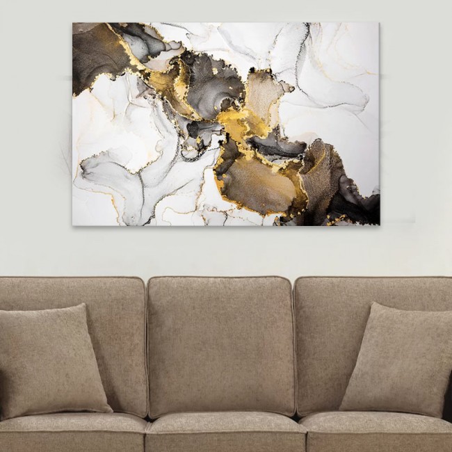 Πίνακας σε καμβά "Abstract Golden Dream" Megapap ψηφιακής εκτύπωσης 140x70x3εκ.