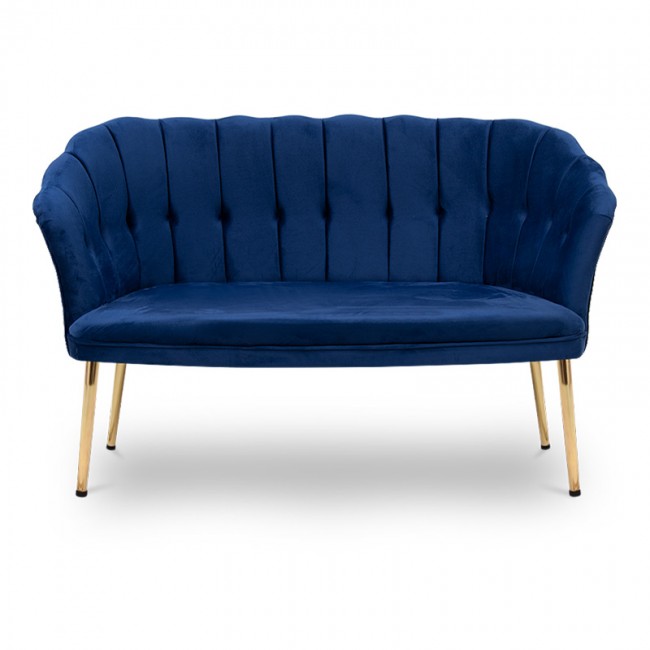 Καναπές Frederick Megapap διθέσιος βελούδινος χρώμα royal μπλε 127x64x79εκ.