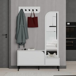 Έπιπλο εισόδου Mila Megapap με κρεμάστρα χρώμα λευκό 120x37x171,6εκ.