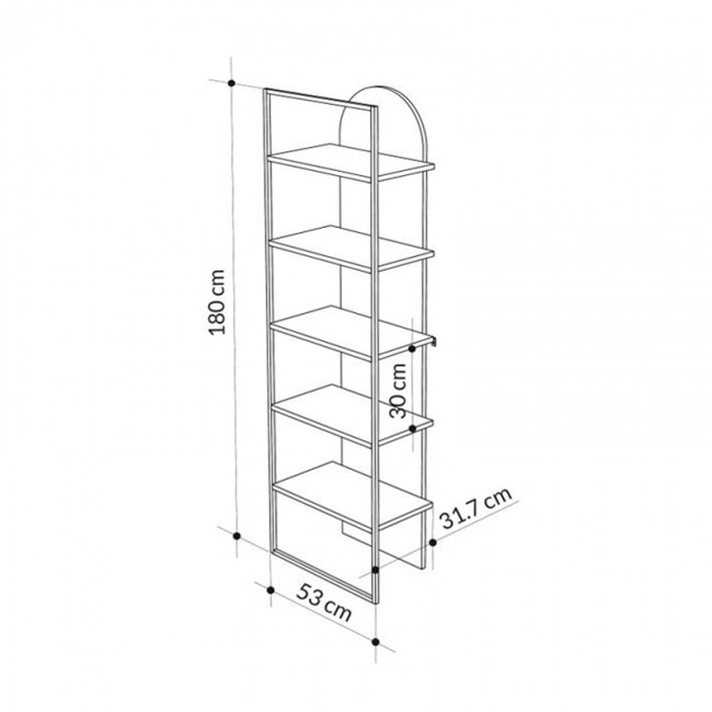 Βιβλιοθήκη Archy Megapap χρώμα γκρι ρετρό 53x31,7x180εκ.