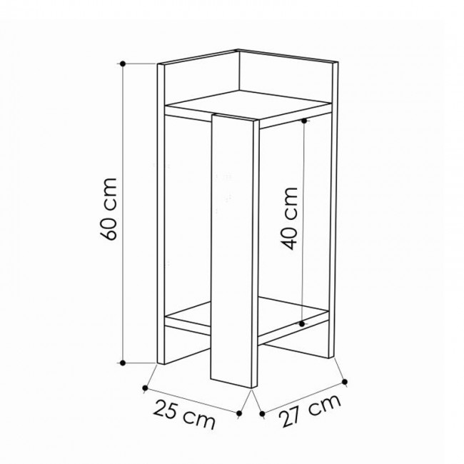 Κομοδίνο Elos Megapap αριστερό χρώμα black wood 25x27x60εκ.