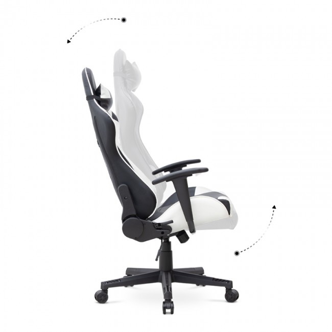 Καρέκλα γραφείου Gaming Alonso Megapap από τεχνόδερμα χρώμα λευκό - μαύρο 67x70x125/135 εκ.