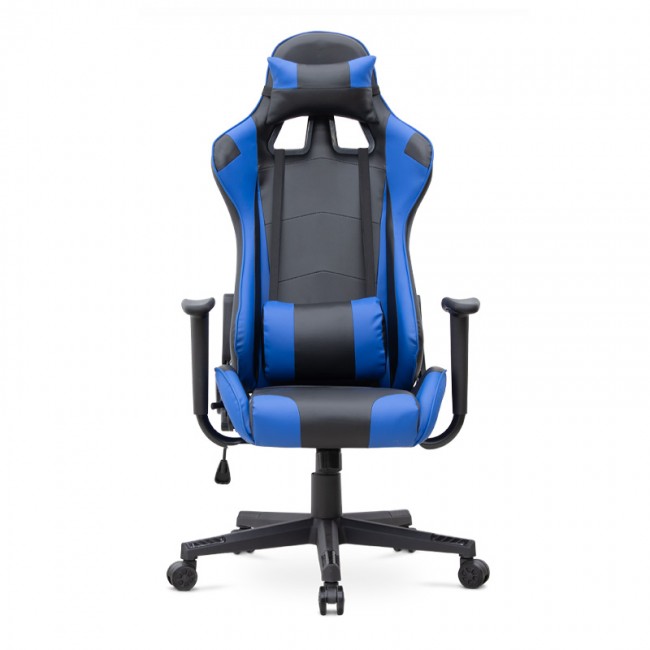 Καρέκλα γραφείου Gaming Alonso Megapap από τεχνόδερμα χρώμα μπλε - μαύρο 67x70x125/135 εκ.