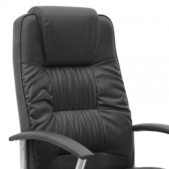 Καρέκλα γραφείου διευθυντική Arial Megapap από τεχνόδερμα χρώμα μαύρο 62x63x112/122εκ.