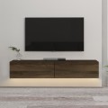 Έπιπλο τηλεόρασης επιτοίχιο Aristo Megapap με LED χρώμα καρυδί 135x31,6x25εκ.