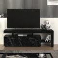 Έπιπλο τηλεόρασης Acnes Megapap χρώμα μαύρο - μαύρο εφέ μαρμάρου 160x40x53εκ.