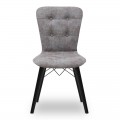 Καρέκλα τραπεζαρίας Palmira Megapap υφασμάτινη χρώμα γκρι - μαύρο πόδι 47x44x88εκ.