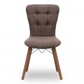 Καρέκλα τραπεζαρίας Palmira Megapap υφασμάτινη χρώμα καφέ - καρυδί πόδι 47x44x88εκ.