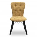 Καρέκλα τραπεζαρίας Palmira Megapap υφασμάτινη χρώμα μουσταρδί - μαύρο πόδι 47x44x88εκ.