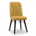 Καρέκλα τραπεζαρίας Carla Megapap από βελούδο χρώμα μουσταρδί - μαύρο πόδι 45x46x90εκ.