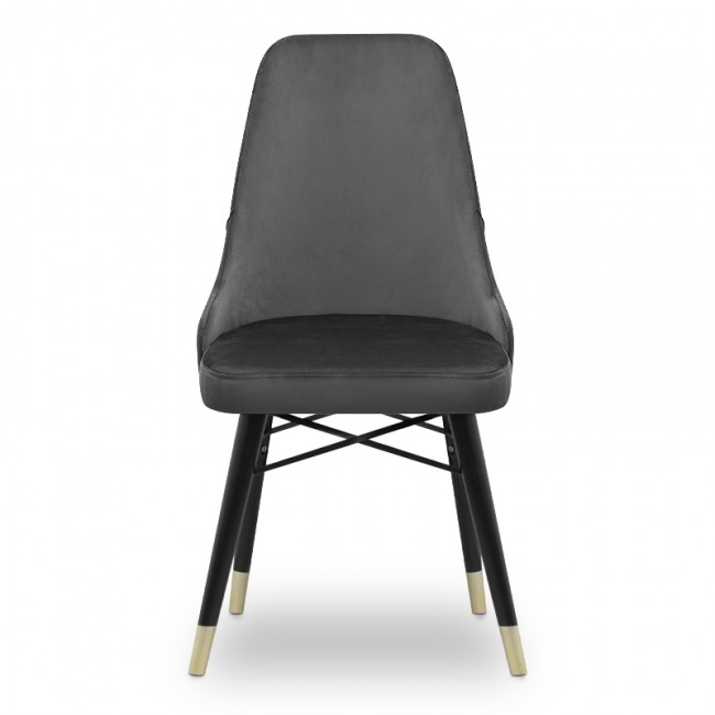 Καρέκλα τραπεζαρίας Venus Megapap από βελούδο χρώμα γκρι - μαύρο/χρυσό πόδι 53x48x95εκ.