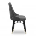 Καρέκλα τραπεζαρίας Venus Megapap από βελούδο χρώμα γκρι - μαύρο/χρυσό πόδι 53x48x95εκ.