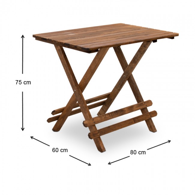 Τραπέζι πτυσσόμενο Queen Megapap από ξύλο οξιάς σε χρώμα καρυδί εμποτισμού 80x60x75εκ.