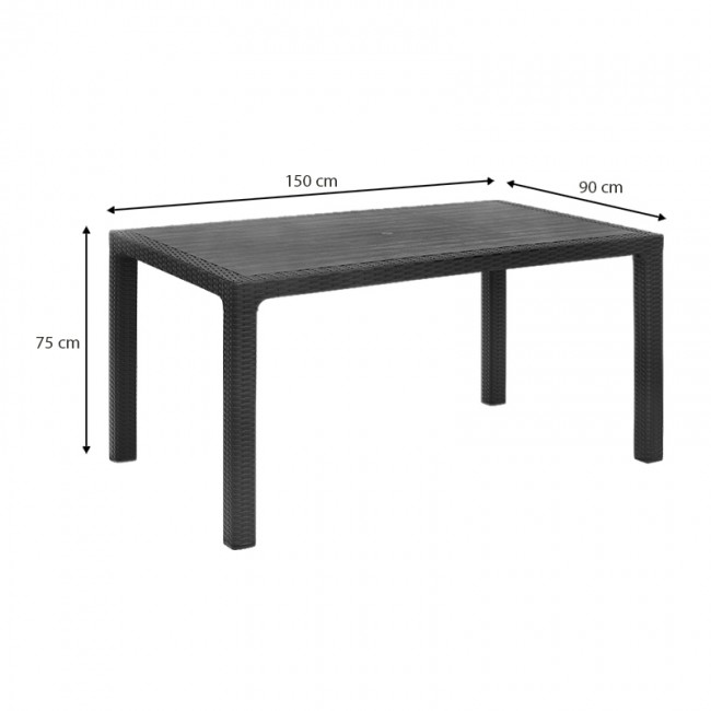 Τραπέζι πολυπροπυλενίου Kalan Megapap χρώμα ανθρακί 150x90x75εκ.