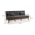 Καναπές - κρεβάτι Veron Megapap τριθέσιος υφασμάτινος χρώμα ανθρακί 180x80x78εκ.