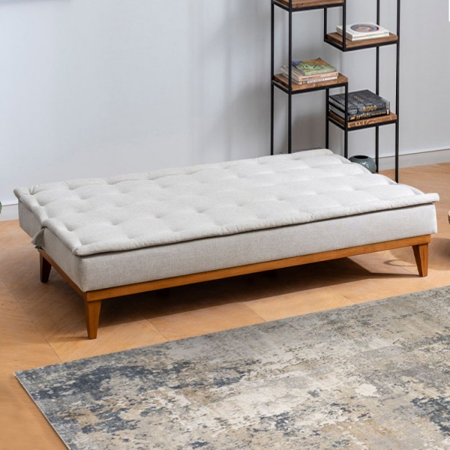Καναπές - κρεβάτι Veron Megapap τριθέσιος υφασμάτινος χρώμα κρεμ 180x80x78εκ.