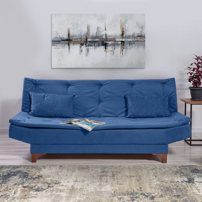 Καναπές - κρεβάτι Lucas Megapap τριθέσιος υφασμάτινος χρώμα σκούρο μπλε 190x85x85εκ.