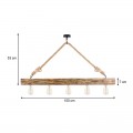 Φωτιστικό οροφής Erebos Megapap E27 ξύλο - σχοινί πεντάφωτο χρώμα φυσικό 100x7x53εκ.