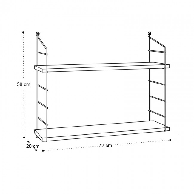 Ραφιέρα τοίχου Armoni Megapap χρώμα sacramento oak - καφέ μέταλλο 72x20x58εκ.