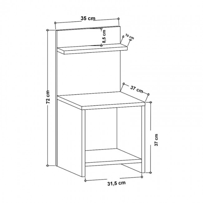 Κομοδίνο Ulman Megapap χρώμα ανθρακί 35x37x72εκ.