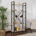 Βιβλιοθήκη Elysian Megapap χρώμα travertine - μαύρο 90x33,5x180εκ.