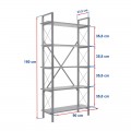 Βιβλιοθήκη Elysian Megapap χρώμα λευκό - χρυσό 90x33,5x180εκ.