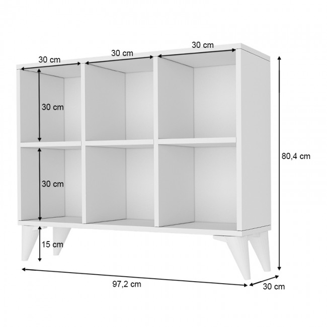 Κονσόλα - Έπιπλο τηλεόρασης - Βιβλιοθήκη Oliver Megapap χρώμα λευκό 97,2x30x80,4εκ.